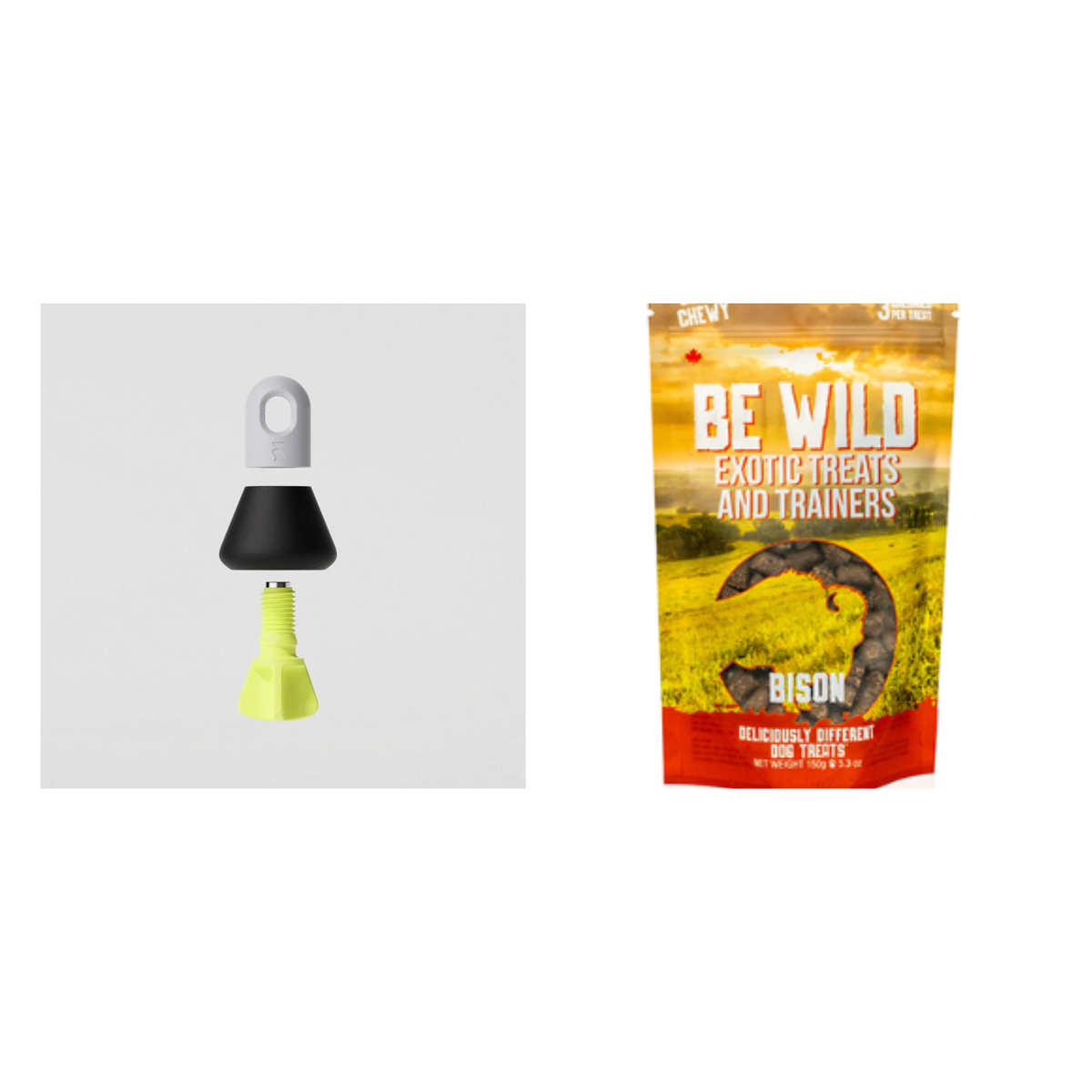 Barkus Kosmo 3 chew toy with This and That Be Wild Bison soft and chewy dog treats