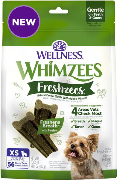 Whimzees by Wellness Freshzees Fresh Breath Extra Small Breed Natural Dental Treat for Dogs (56ct)