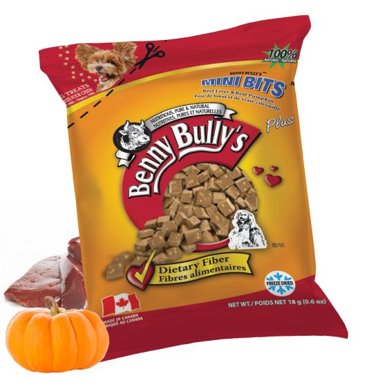 Benny Bullys - Mini Bits Mini Bag, Beef Liver & Pumpkin Bites Dog & Cat Treats