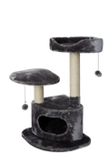 Bud'Z - 3 Level Cat Tree Condo With Hideout Scratching Post And 2 Perches Grey Cat