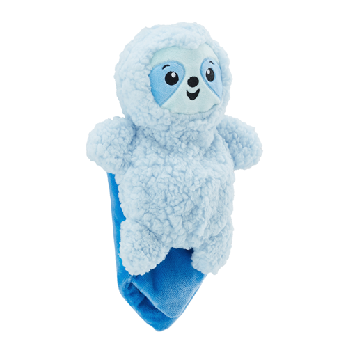 Outward Hound Blanket Buddies Blue Sloth Small Dog Blanket Treat and Squeak Toy