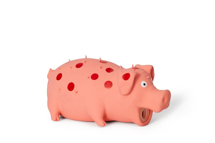 Bud'Z - Latex Spotted Pig Squeaker Pink Dog 8in