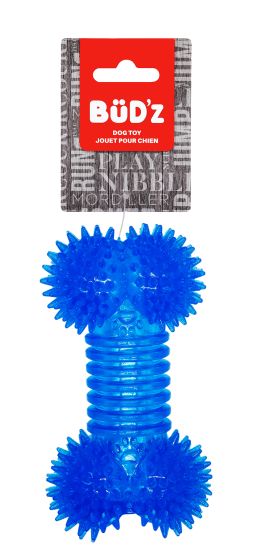 Bud'Z - Rubber Dog Toy Spiked Bone, Blue