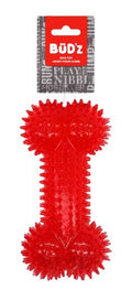 Bud'Z - Rubber Dog Toy Spiked Bone, Red