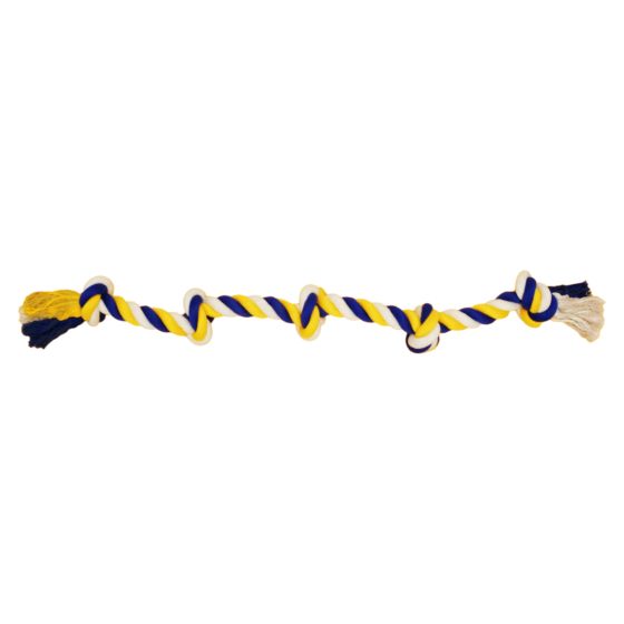 Bud'Z Rope Toy For Dog, With 5 Knots - Large, Blue and Yellow 90cm