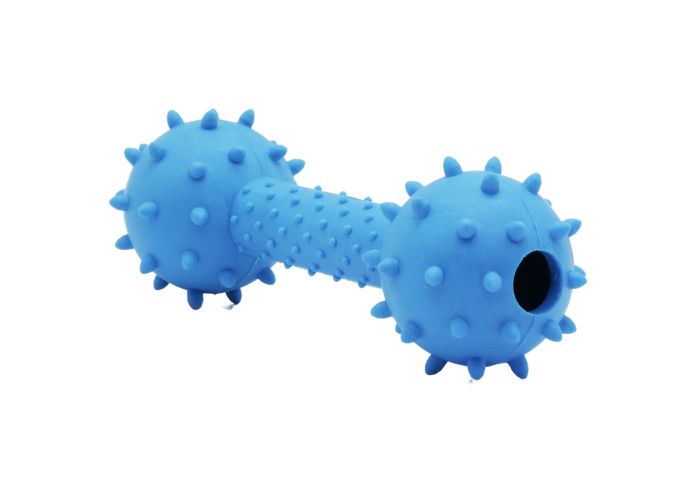 Bud'Z - Rubber Dog Toy Spiky Dumbbell Blue
