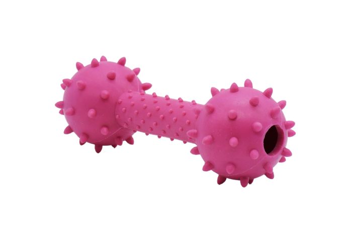 Bud'Z - Rubber Dog Toy Spiky Dumbbell, Pink
