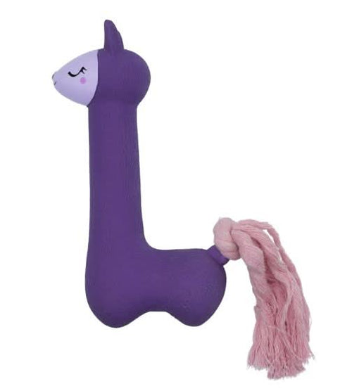 Bud'Z - Latex Dog Toy With Squeaker Purple Lama With Pink Tail