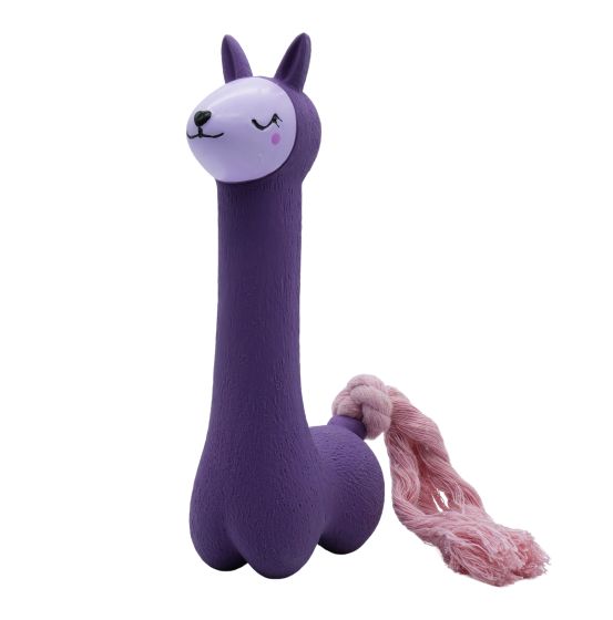 Bud'Z - Latex Dog Toy With Squeaker Purple Lama With Pink Tail