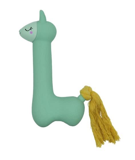 Bud'Z - Latex Dog Toy With Squeaker Turquoise Lama With Yellow Tail
