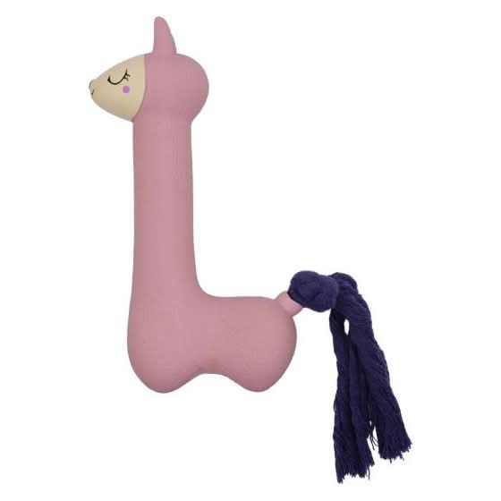 Bud'Z - Latex Dog Toy With Squeaker Pink Lama With Purple Tail