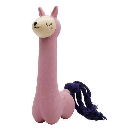 Bud'Z - Latex Dog Toy With Squeaker Pink Lama With Purple Tail