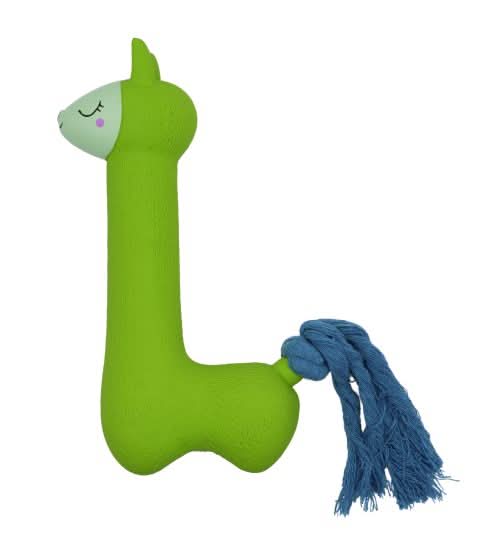 Bud'Z -  Latex Dog Toy With Squeaker Green Lama With Blue Tail