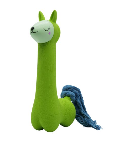 Bud'Z -  Latex Dog Toy With Squeaker Green Lama With Blue Tail
