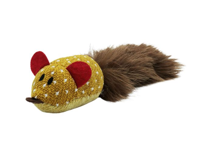 Bud'Z - Cat Toy With Catnip Tube Mouse With Silky Tail, Dijon Cat