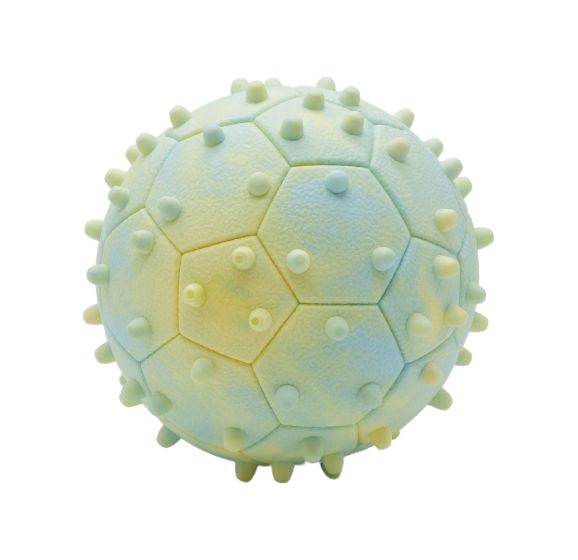 Bud'Z - Floating Rubber Dog Toy Blue And Yellow Pentagon Ball With Spike Dog