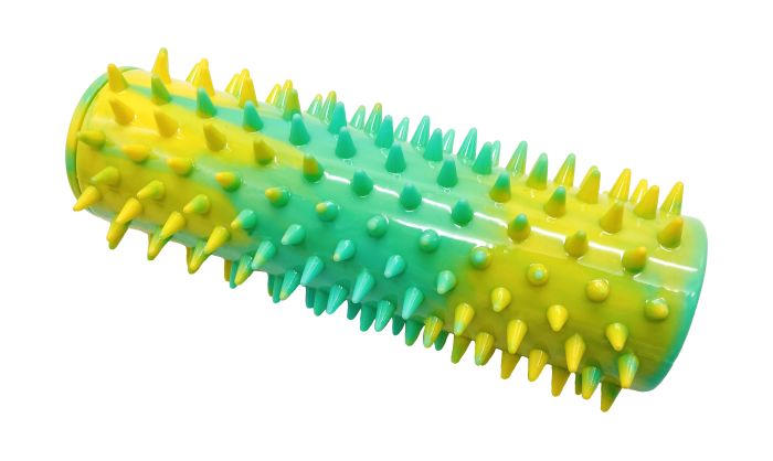 Bud'Z - Rubber Toy For Dogs Yellow And Green Spike Cylinder Dog
