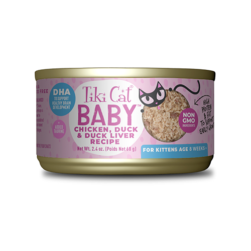 Tiki Cat Baby For Kittens Age 8 Weeks + Chicken, Duck & Duck Liver Recipe Wet Cat Food