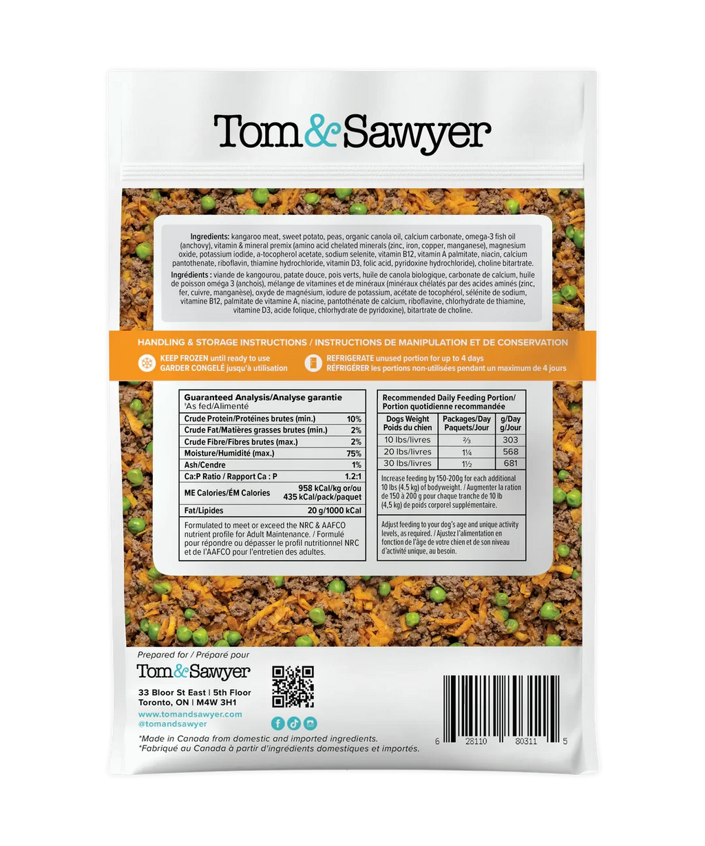 Tom&Sawyer - Kangaroo Gently Cooked Frozen Meals for Dog