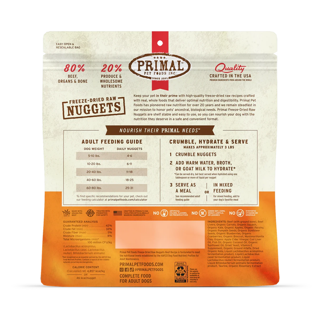 Primal Dog Freeze Dried Beef Nuggets