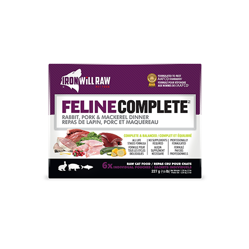 Iron Will Raw- Feline Complete Rabbit, Pork & Mackerel Dinner Frozen Cat Food