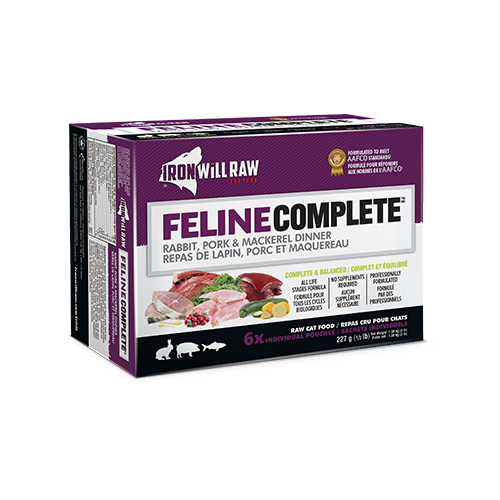 Iron Will Raw- Feline Complete Rabbit, Pork & Mackerel Dinner Frozen Cat Food