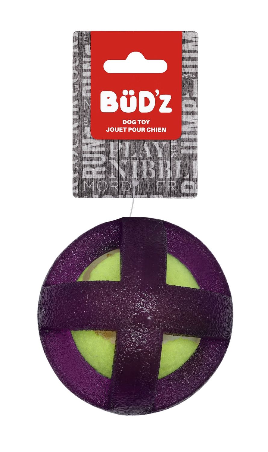 Bud'Z - Rubber Dog Toy With Inserted Tennis Ball, Purple