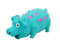 Bud'Z - Latex Dog Toy With Squeaker Turquoise Pig With Pink Dots
