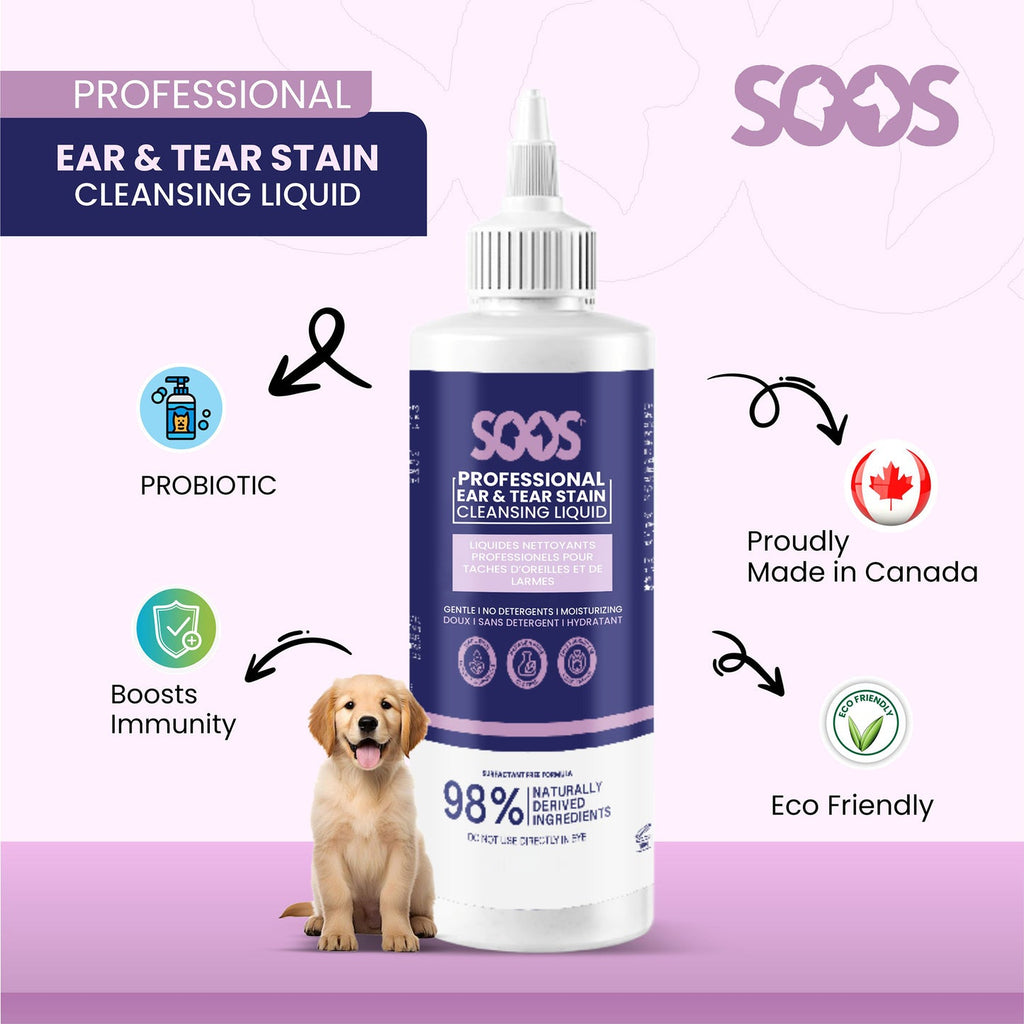 Soos Natural Ear & Tear Stain Cleansing Liquid for Pets