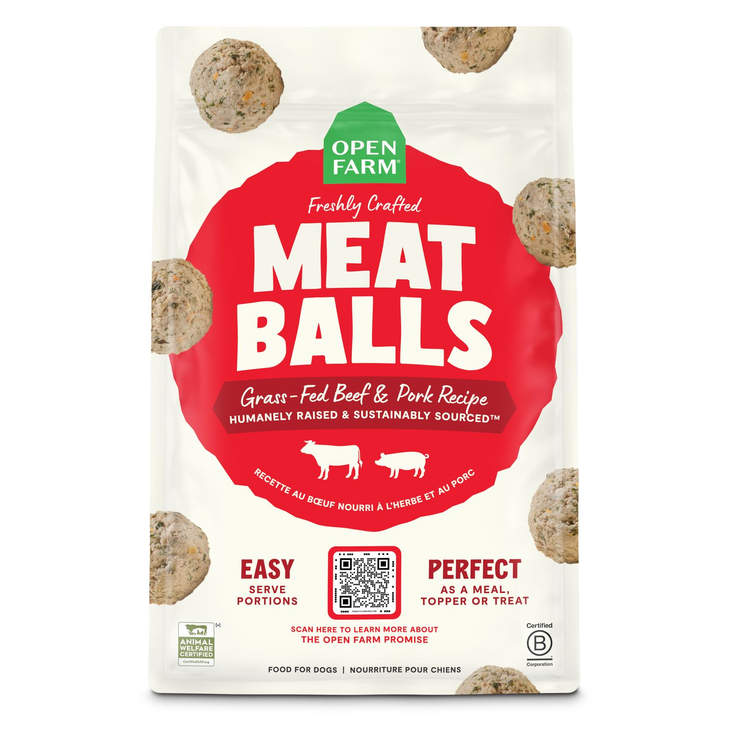 Open Farm - Freshly Crafted Meatballs Grass Fed Beef & Pork Recipe