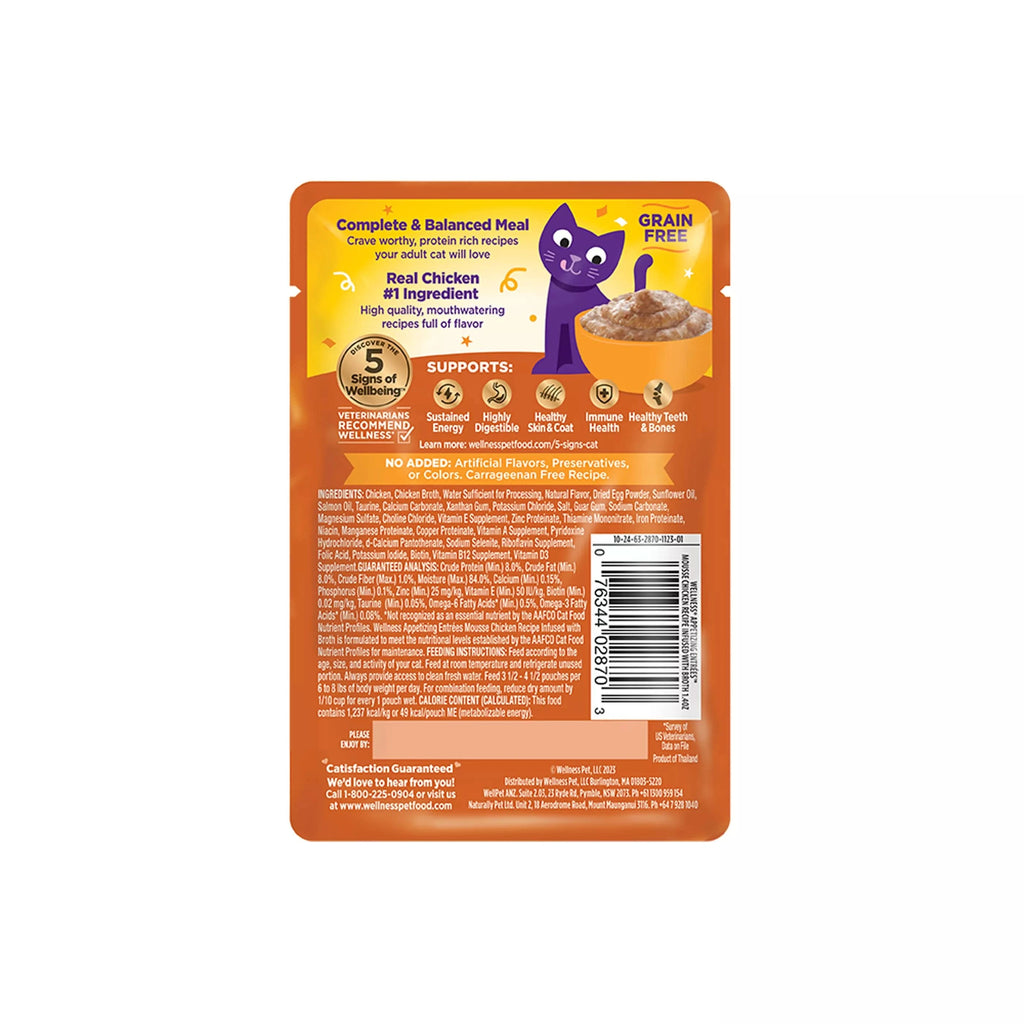 Wellness Appetizing Entrées Mousse Chicken Recipe Infused with Broth Wet Cat Food
