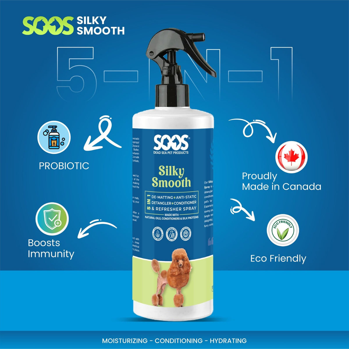 Soos Silky Smooth 5-in-1 Leave-on Conditioning Spray for Dogs and Cats