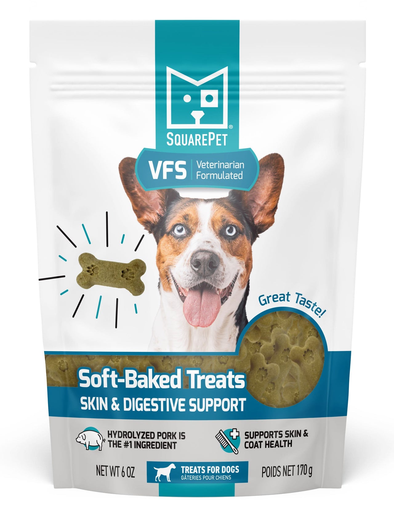 Square Pet VFS Skin & Digestive Support, Hydrolyzed Pork Soft-Baked Dog Treats