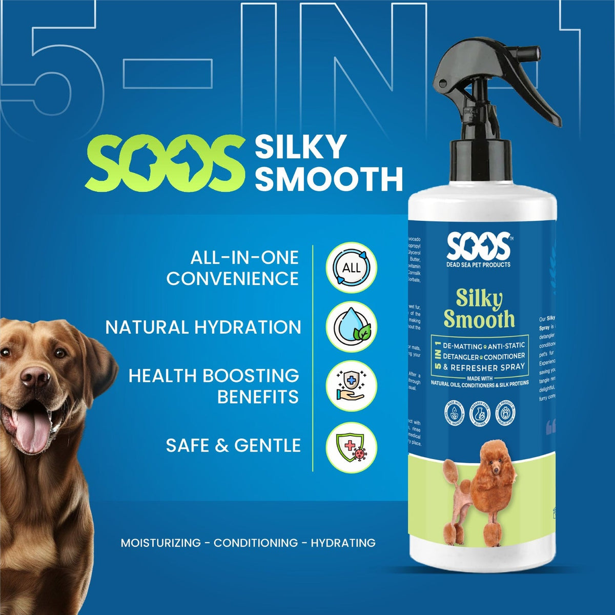 Soos Silky Smooth 5-in-1 Leave-on Conditioning Spray for Dogs and Cats