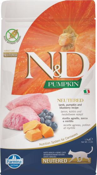 Farmina N&D Pumpkin Lamb & Blueberry Neutered Cat Food