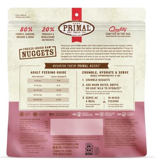 Primal - Dog Freeze Dried Turkey & Sardine Nuggets