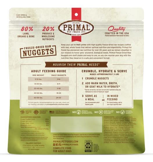 Primal - Dog Freeze Dried Lamb Nuggets