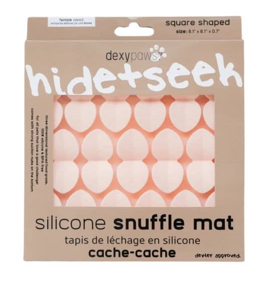 Dexypaws - Square Hide and Seek Silicone Snuffle Mat, Blush Pink Cat Dog