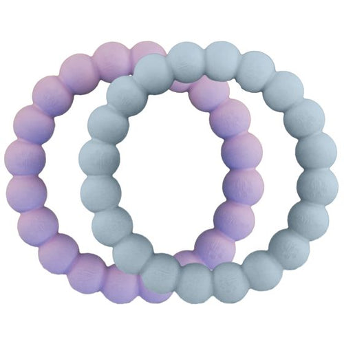 Dexypaws 2 Piece Aggressive Teething Ring Set, Lilac and Sky Blue Dog