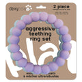 Dexypaws 2 Piece Aggressive Teething Ring Set, Lilac and Sky Blue Dog