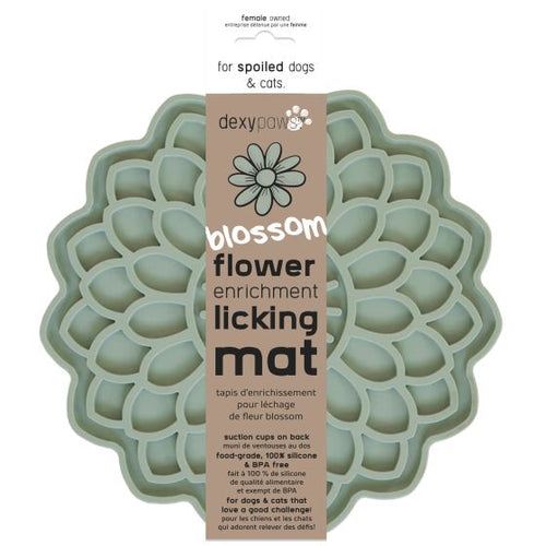 Dexypaws Blossom Flower Enrichment Licking Mat, Sage Green Cat Dog