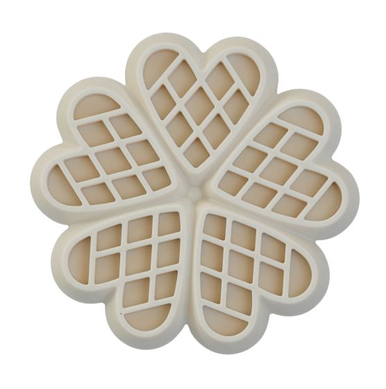 Dexypaws Silicone Snuffle Mat "Hide + Seek" Slow Feeder, Hearts, Buttercream