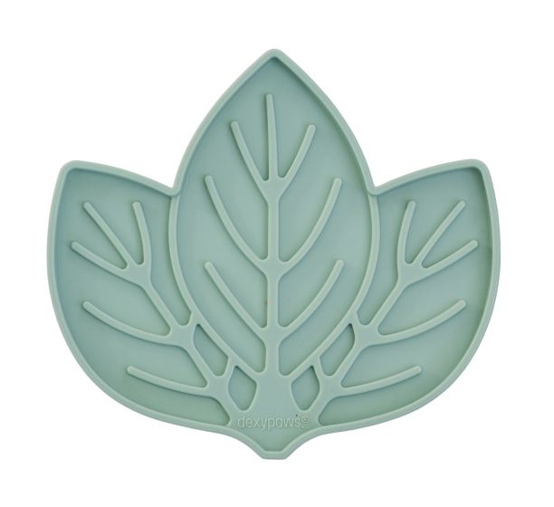 Dexypaws Enrichment Licking Mat, Leaf Shape, Sage Green