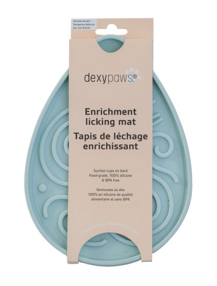 Dexypaws Enrichment Licking Mat, Dewdrop Shape, Sky Blue