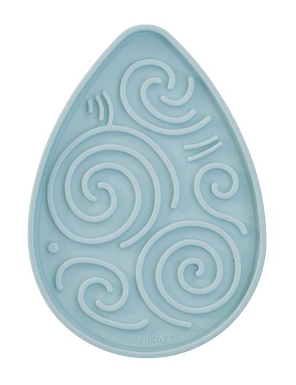 Dexypaws Enrichment Licking Mat, Dewdrop Shape, Sky Blue