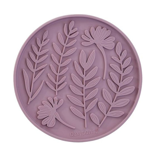 Dexypaws Enrichment Licking Mat, Circle Shape And Leaves Pattern, Blush Pink
