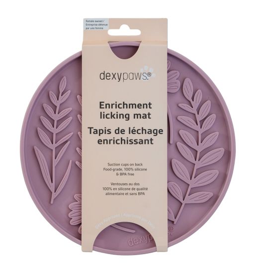 Dexypaws Enrichment Licking Mat, Circle Shape And Leaves Pattern, Blush Pink
