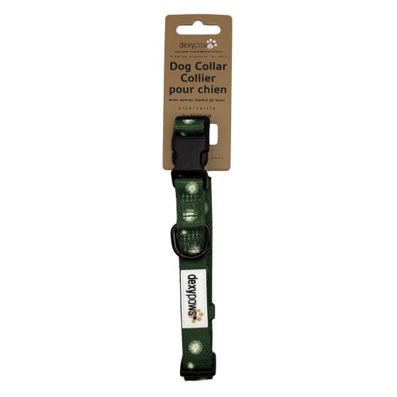 Dexypaws Polyester Dog Collar, Green With Daisy Print