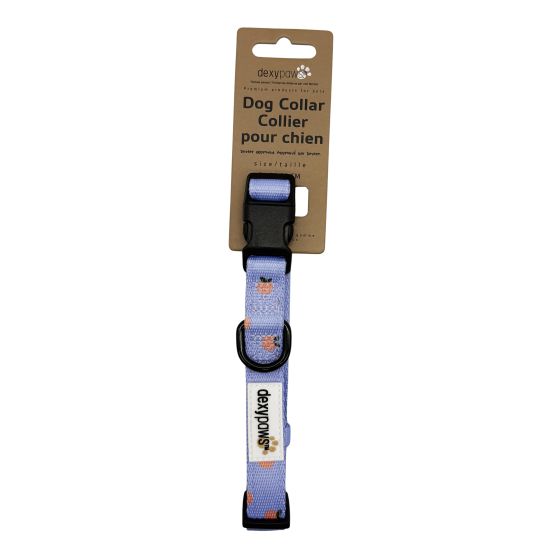 Dexypaws Polyester Dog Collar, Sky Blue With Tangerine Print