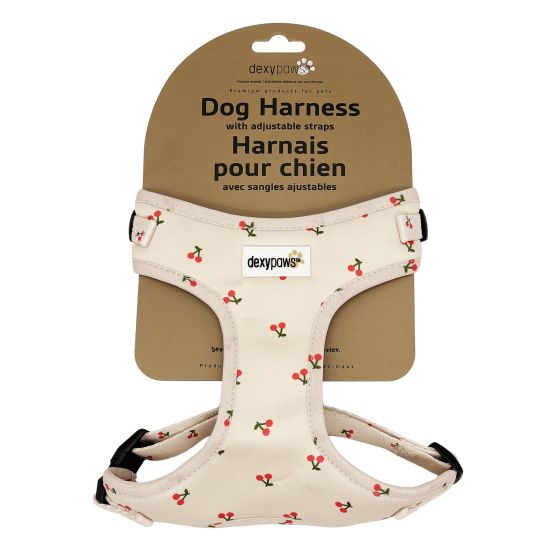 Dexypaws Neoprene Harness For Dog, Nude With Cherry Print